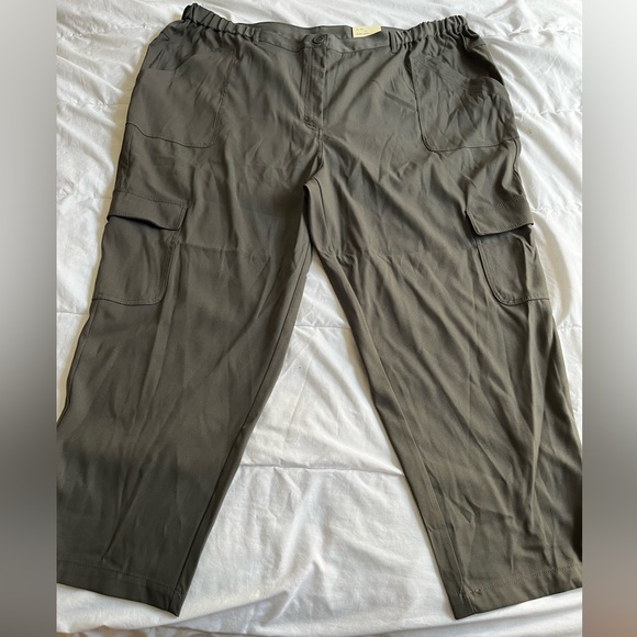 Max Studio Ankle Length Grey Green Cargo Pants 3X NWT (fits like 4x) - Picture 3 of 6